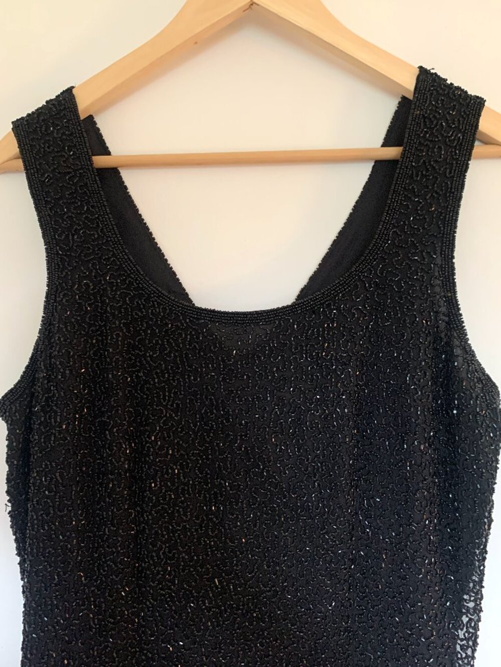 Vintage Black Beaded Cocktail Dress - Medium/Small